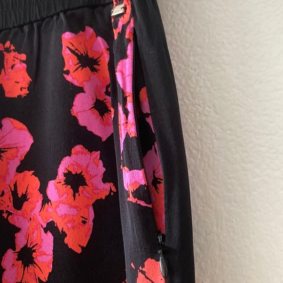 Floral Black and Pink Women's Pants - Picture 3 of 4